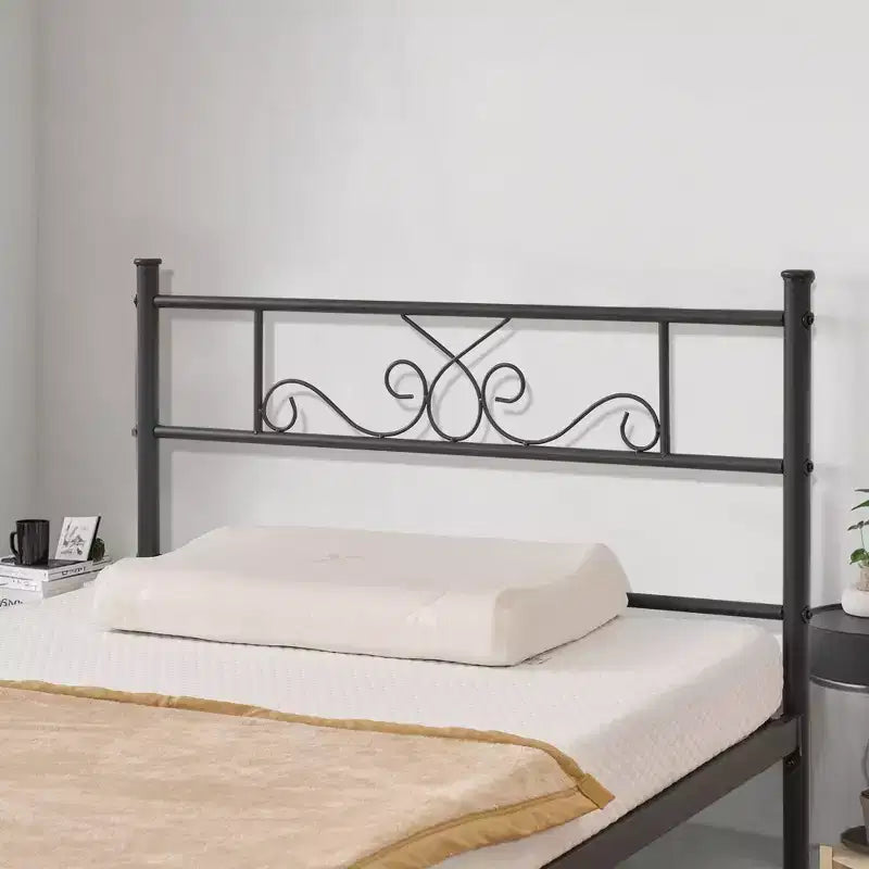 Struttura letto in metallo con testiera e pediera, nero (una piazza e mezza/matrimoniale)