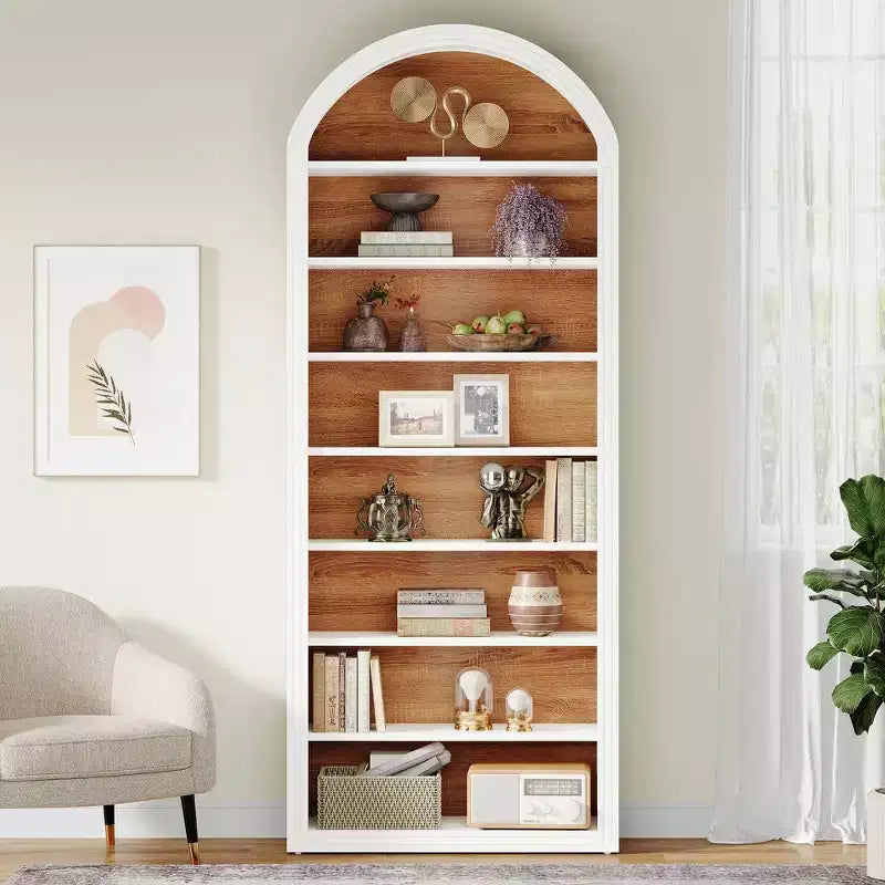 Libreria ad arco a 8 ripiani aperti, alta 200 cm