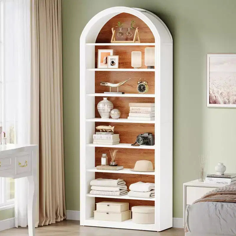 Libreria ad arco a 8 ripiani aperti, alta 200 cm