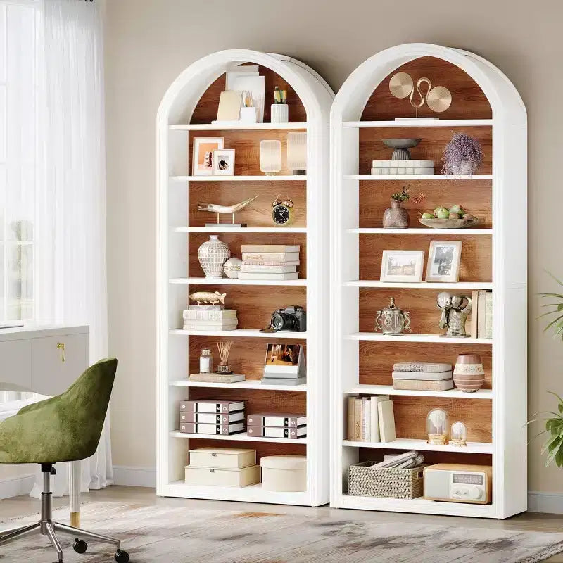 Libreria ad arco a 8 ripiani aperti, alta 200 cm