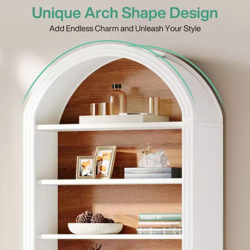Libreria ad arco a 8 ripiani aperti, alta 200 cm