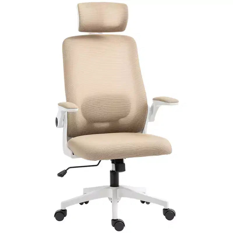 Sedia da ufficio ergonomica in rete con braccioli ribaltabili, poggiatesta e supporto lombare regolabili