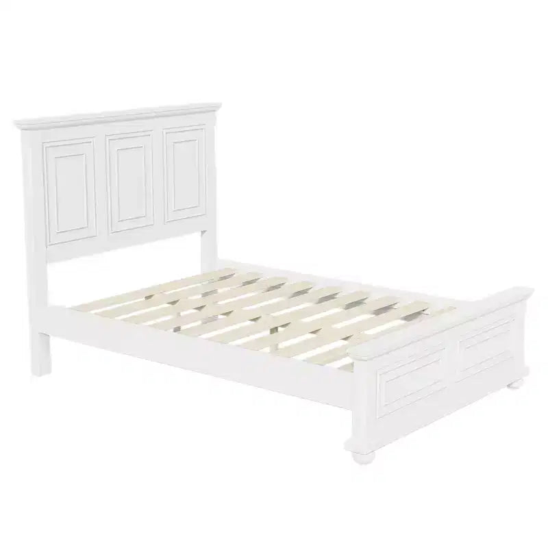 Letto a piattaforma Queen/King Size con testiera alta, struttura del letto in pino vintage