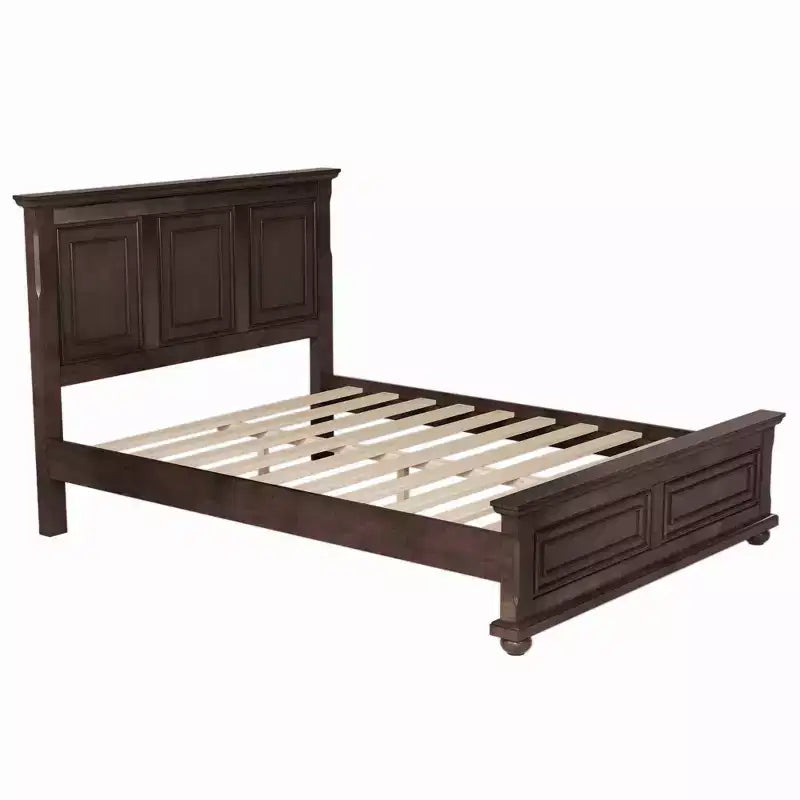 Letto a piattaforma Queen/King Size con testiera alta, struttura del letto in pino vintage
