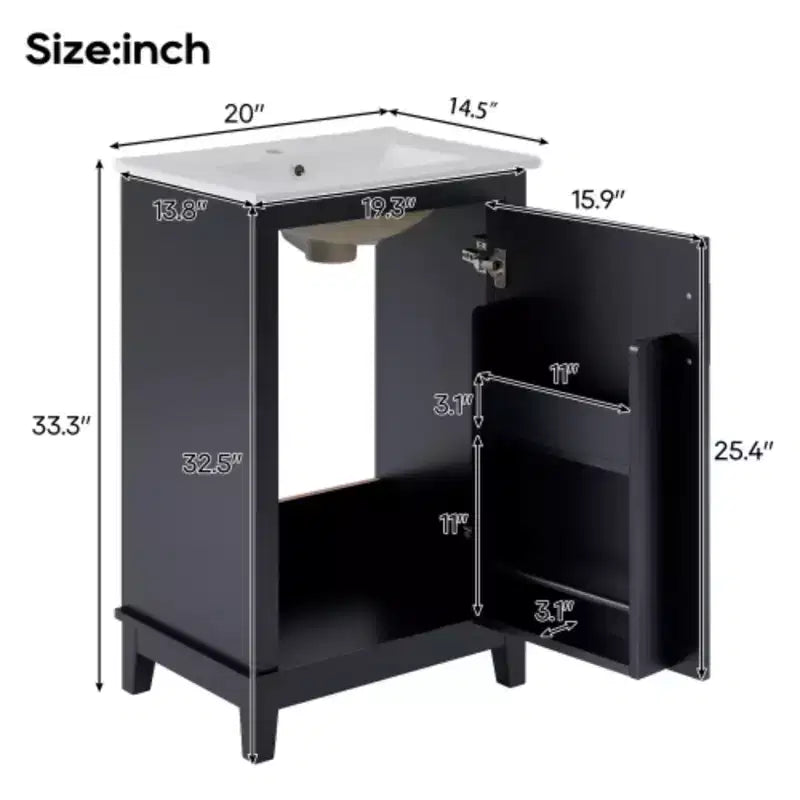 Mobile bagno da 50 cm con lavabo in ceramica