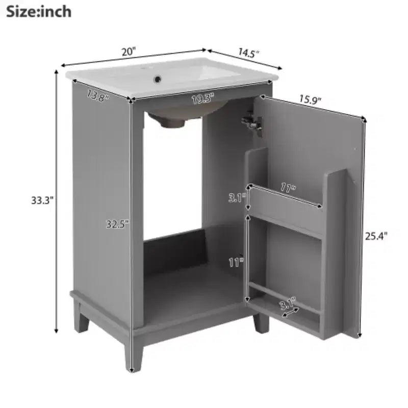 Mobile bagno da 50 cm con lavabo in ceramica