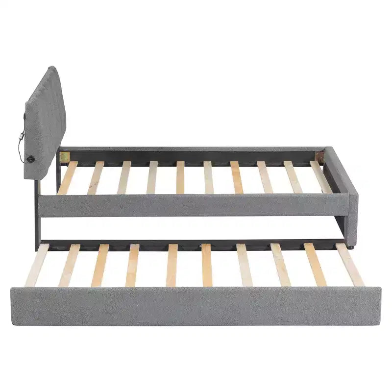 Letto a piattaforma imbottito con letto estraibile