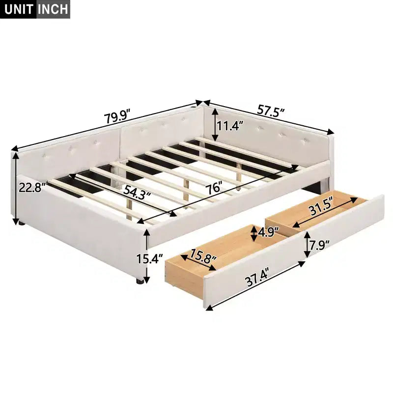 Letto imbottito con piattaforma con porte USB e opzioni di archiviazione