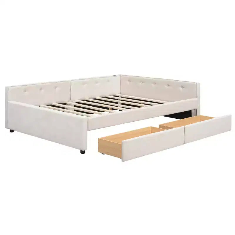 Letto imbottito con piattaforma con porte USB e opzioni di archiviazione