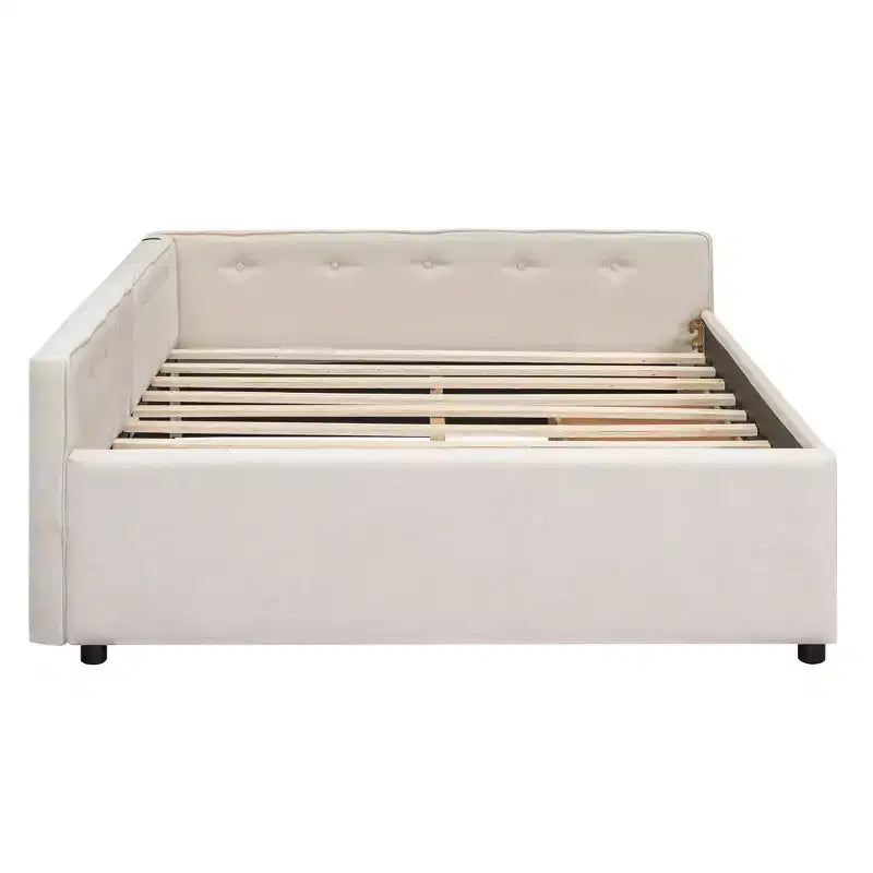 Letto imbottito con piattaforma con porte USB e opzioni di archiviazione