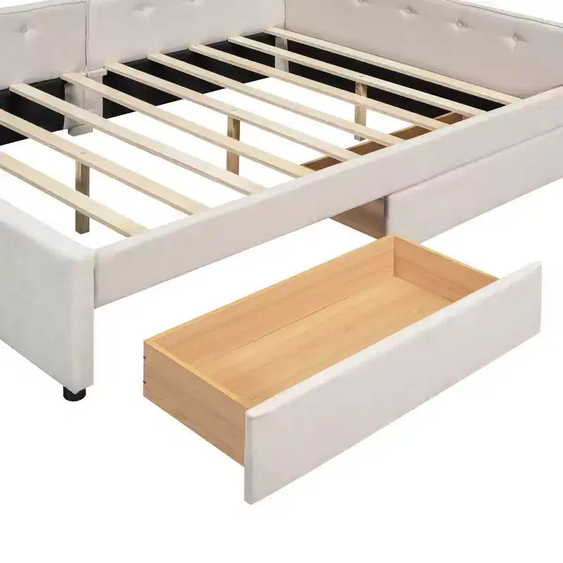 Letto imbottito con piattaforma con porte USB e opzioni di archiviazione