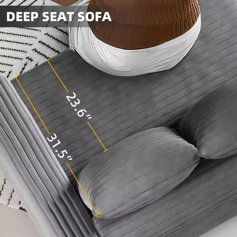 Divano moderno imbottito con morbidi cuscini – Divano Cloud Deep Seat per soggiorno, camera da letto o ufficio, grigio