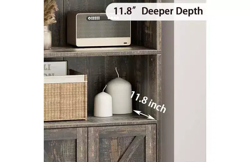 Libreria con Ante, Mobile Contenitore a 4 Ripiani, Altezza 181,4 cm, Profondità 30 cm, per Camera da Letto, Soggiorno, Ufficio