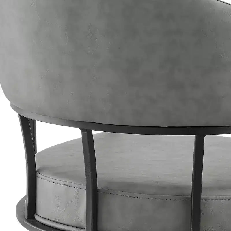 Sedia da Pranzo Girevole con Rotelle, Sedile in Similpelle e Gambe in Ferro Nero Opaco