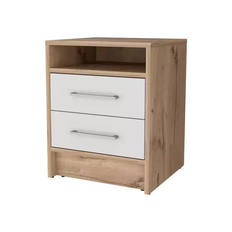 Comodino con 2 cassetti e ripiano nascosto – Comodino vintage