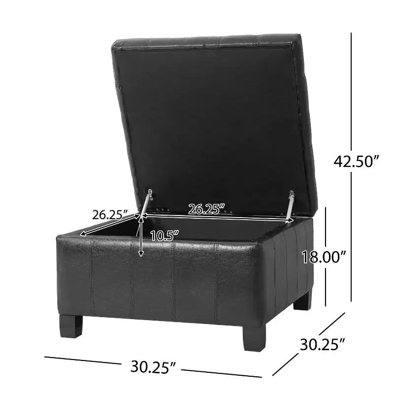 Pouf Contenitore Quadrato Trapuntato in Ecopelle