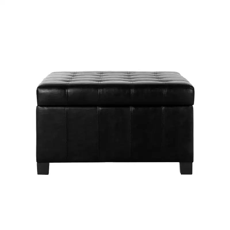Pouf Contenitore Quadrato Trapuntato in Ecopelle