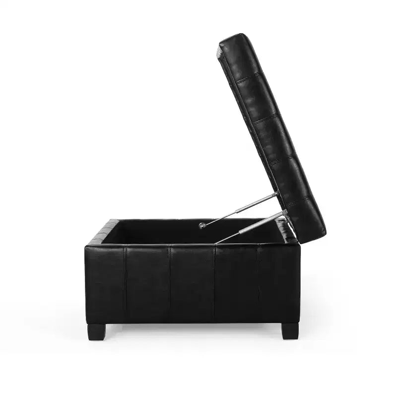 Pouf Contenitore Quadrato Trapuntato in Ecopelle