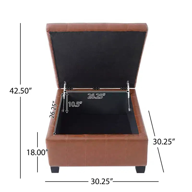 Pouf Contenitore Quadrato Trapuntato in Ecopelle