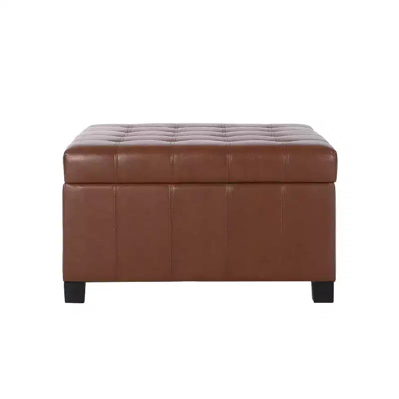 Pouf Contenitore Quadrato Trapuntato in Ecopelle