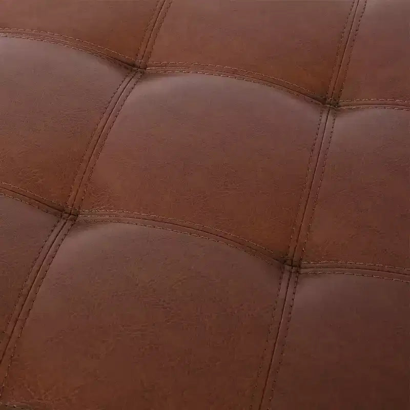 Pouf Contenitore Quadrato Trapuntato in Ecopelle