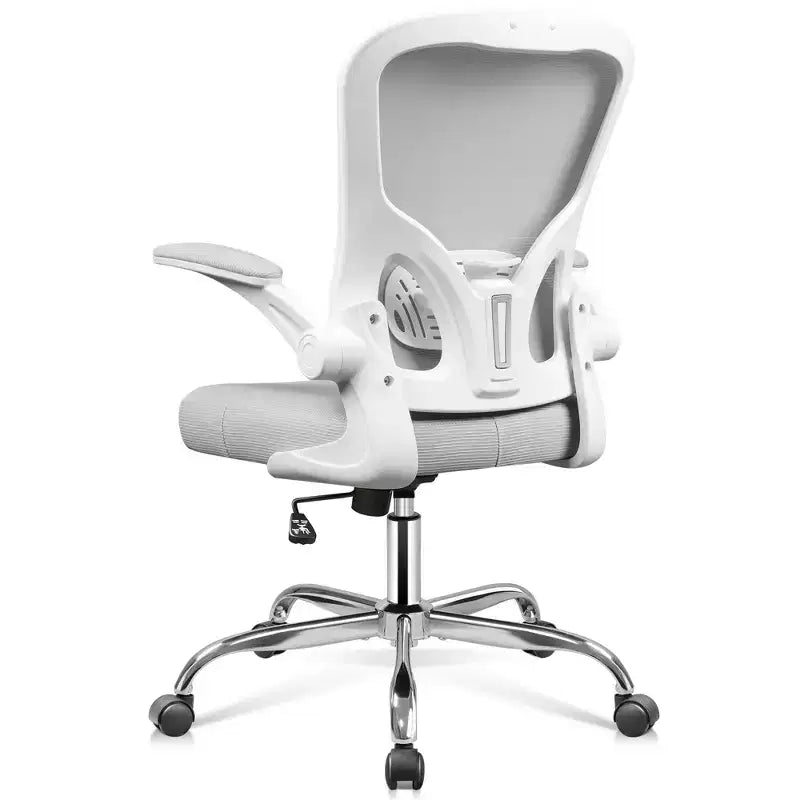 Sedia da ufficio ergonomica in rete con braccioli ribaltabili e supporto lombare regolabile