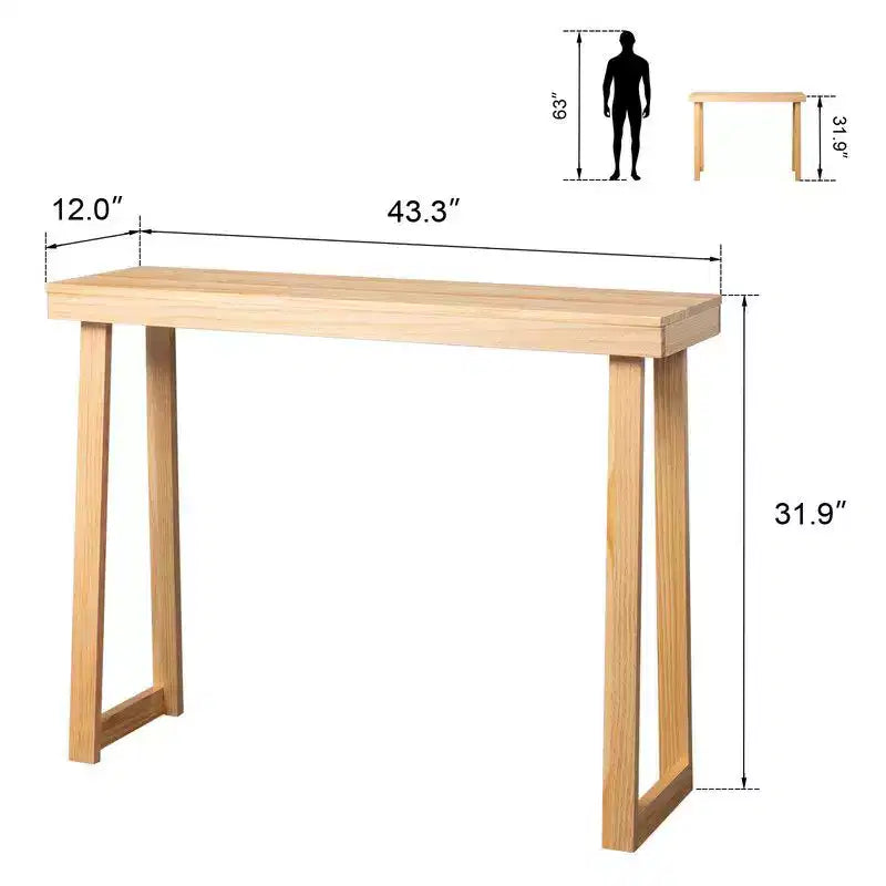 Consolle in legno massello da 43,3 pollici con gambe trapezoidali