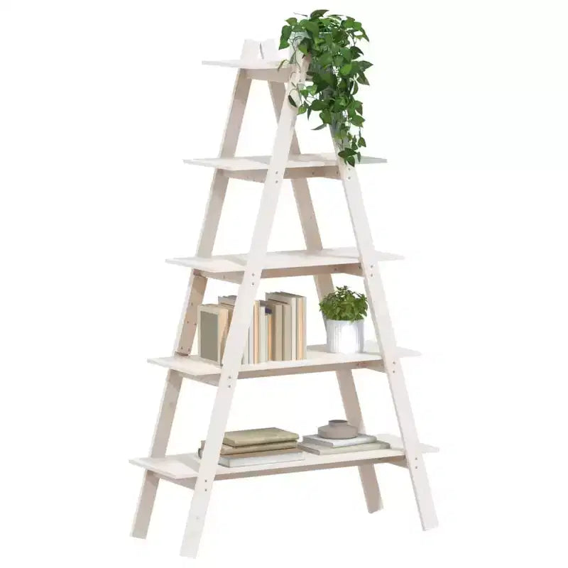 Libreria a 5 ripiani a forma di A in legno massello di pino