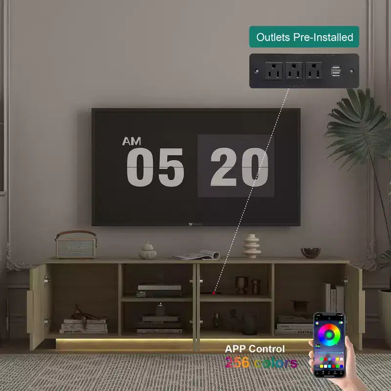 Mobile TV da 68 pollici con illuminazione LED a 16 colori e mobiletto contenitore