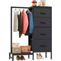 Dresser with Hanging Rack, 4 Drawers Small Closet for Bedroom, Reversible Fabric Kids Chest of Drawers with Clothes Rack, Tall Storage Tower, 44''H