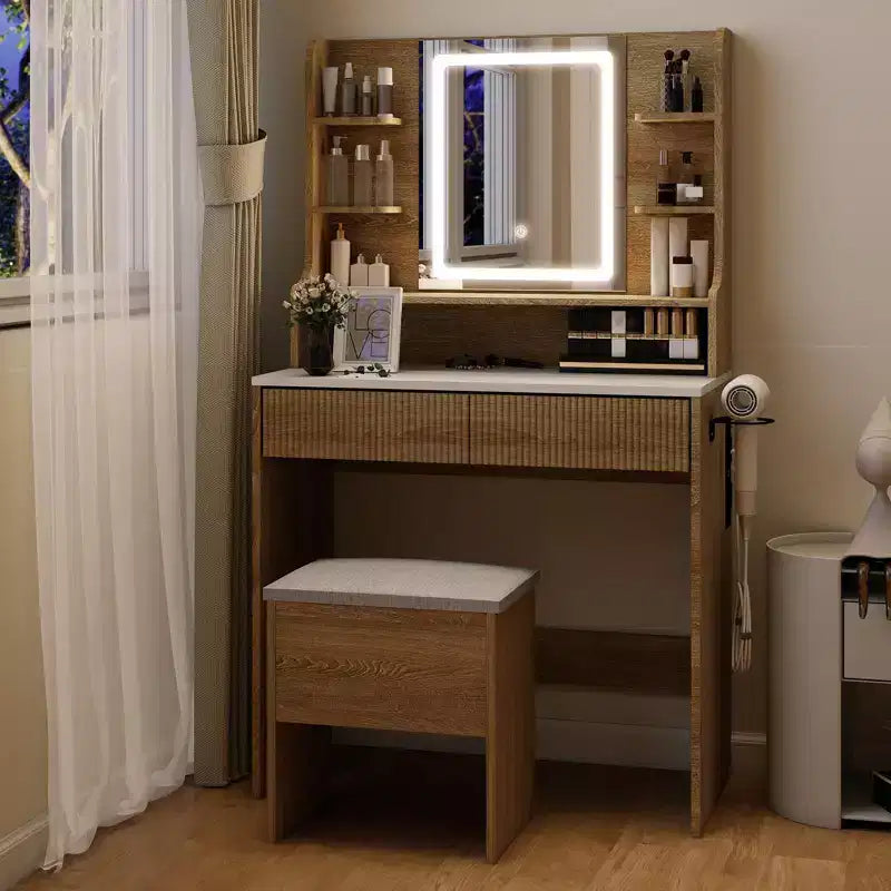 Toeletta con Specchio Illuminato e Cassetti Contenitori