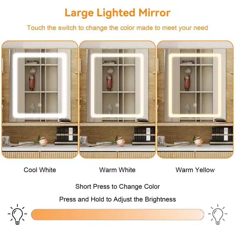 Toeletta con Specchio Illuminato e Cassetti Contenitori