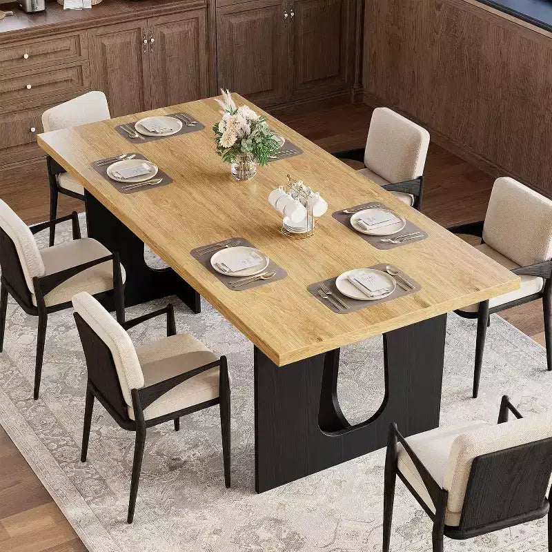 Tavolo da pranzo rettangolare da 71 pollici con base a piedistallo