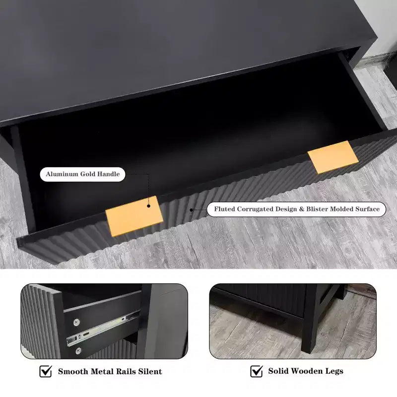 Comò in legno a 4 cassetti con gambe affusolate