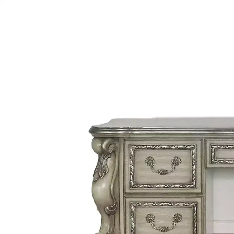 Scrivania da trucco Dresden da 63" con specchio - Bianco Osso Vintage