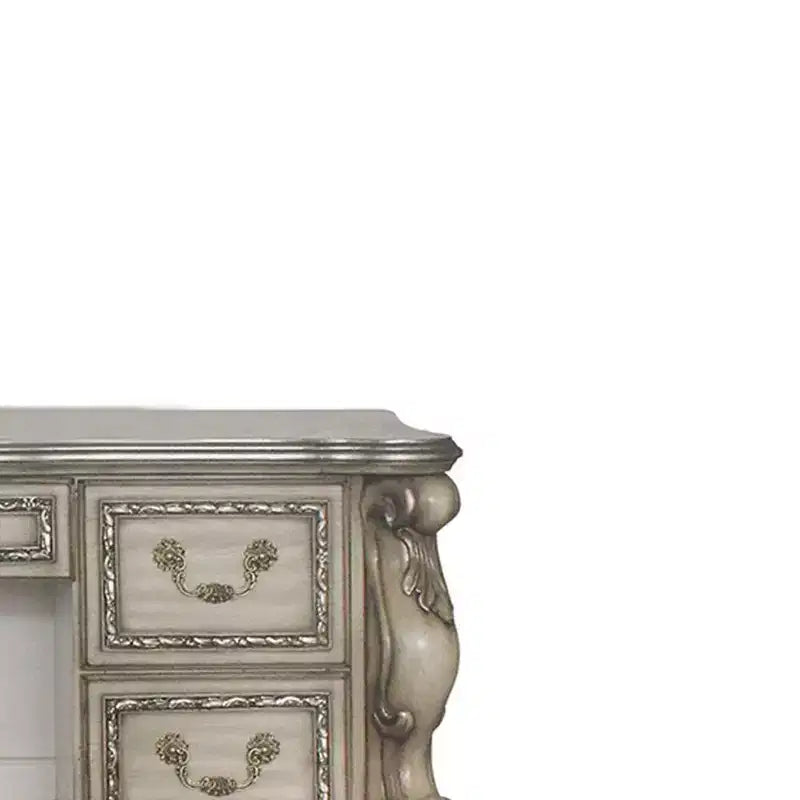 Scrivania da trucco Dresden da 63" con specchio - Bianco Osso Vintage
