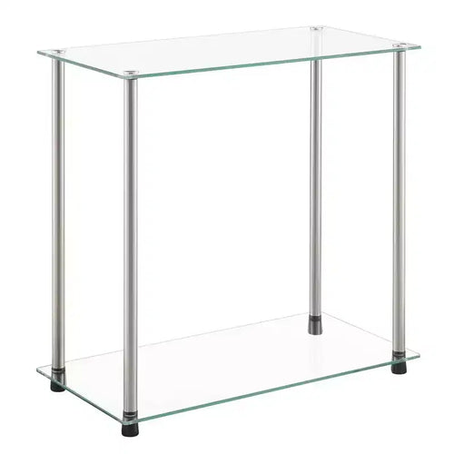 Breighton Home Designs2Go Classic Glass 2 Tier Chairside End Table in Glass/Chrome
