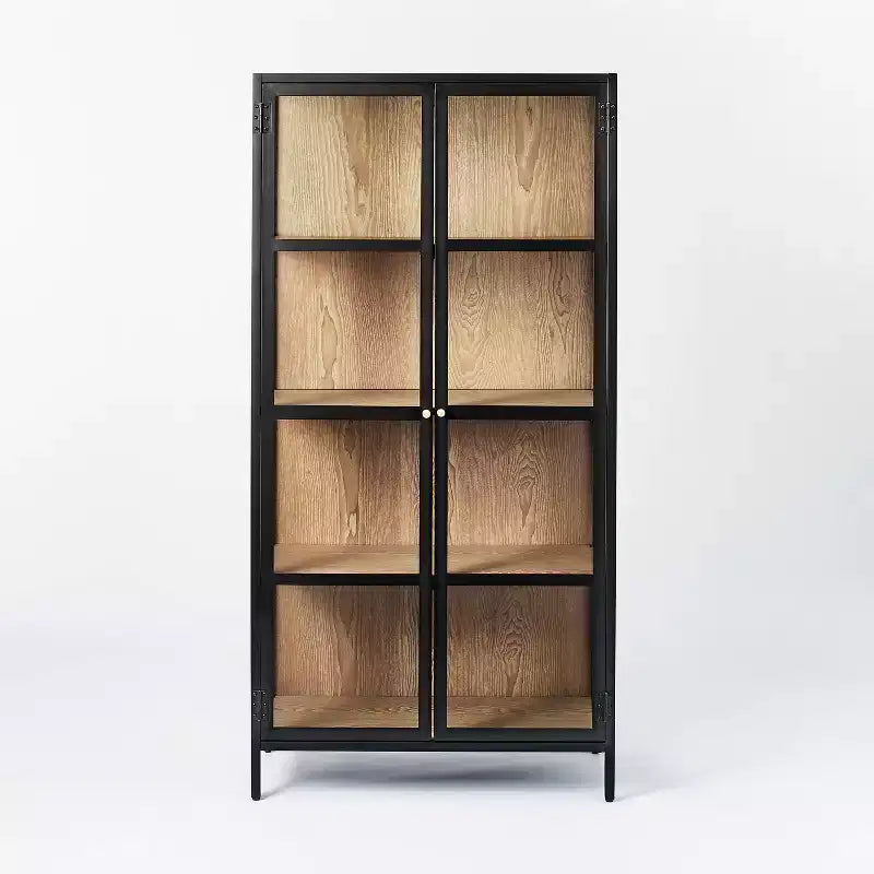 Vetrina in vetro da 60" con struttura in metallo nero