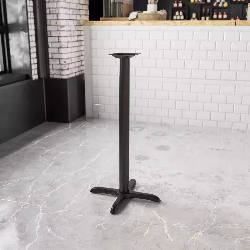 Base da tavolo alta da bar 22'' x 22'' con base a X e colonna da 3'', nera