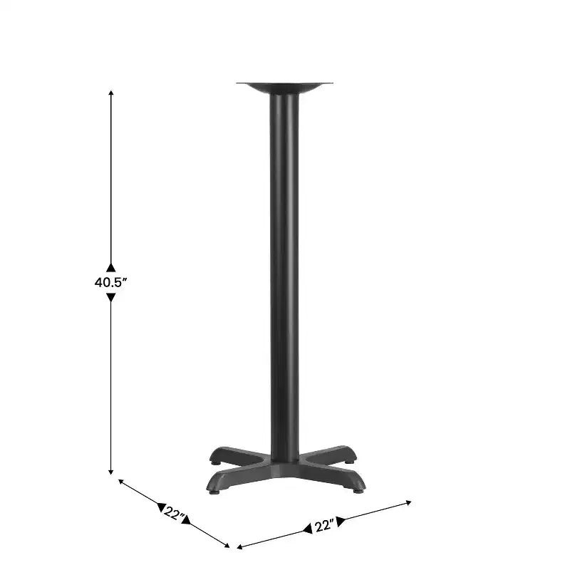 Base da tavolo alta da bar 22'' x 22'' con base a X e colonna da 3'', nera
