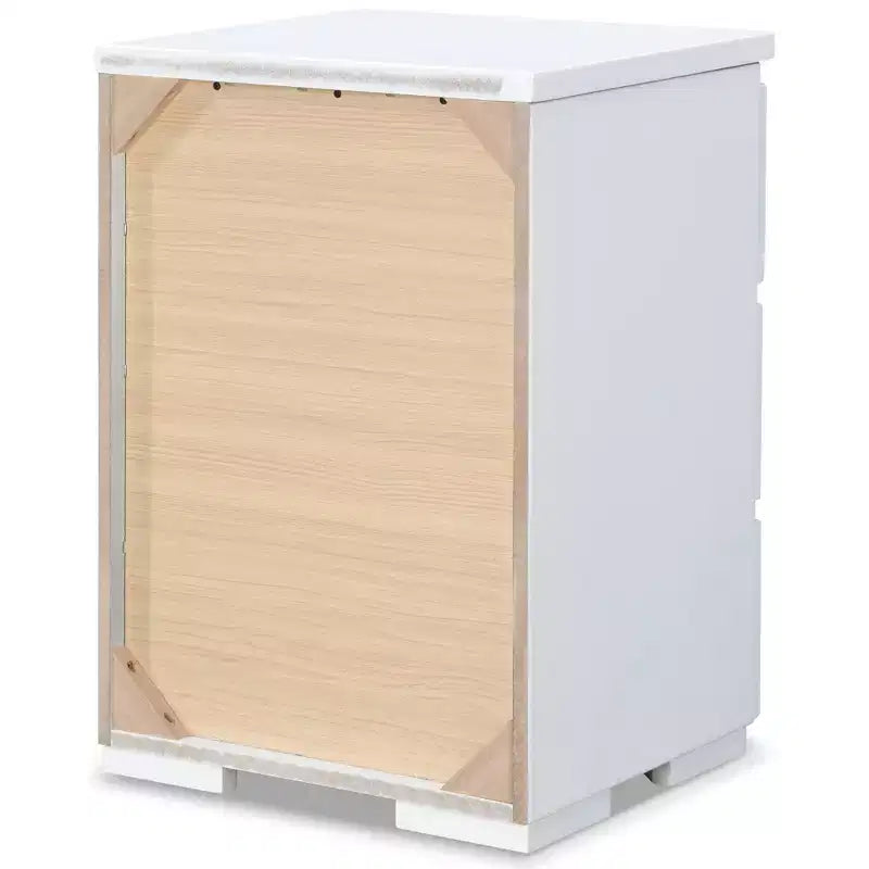 Comodino a 3 cassetti con struttura in alluminio