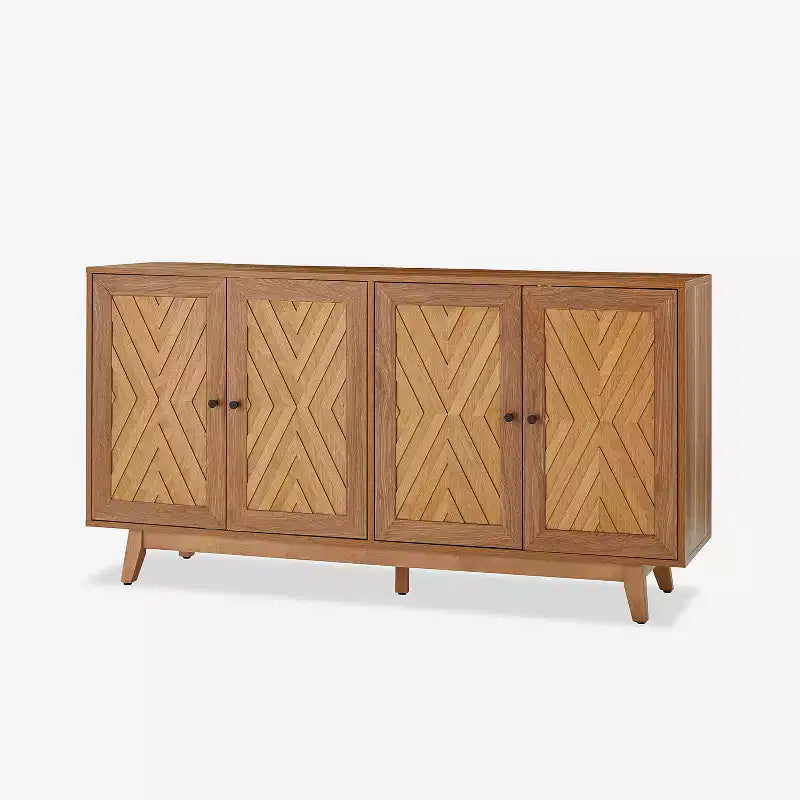 Madia a Chevron Mid-Century da 145 cm con Ripiani Regolabili